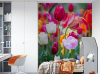 The perspective is from slightly below the flowers.

