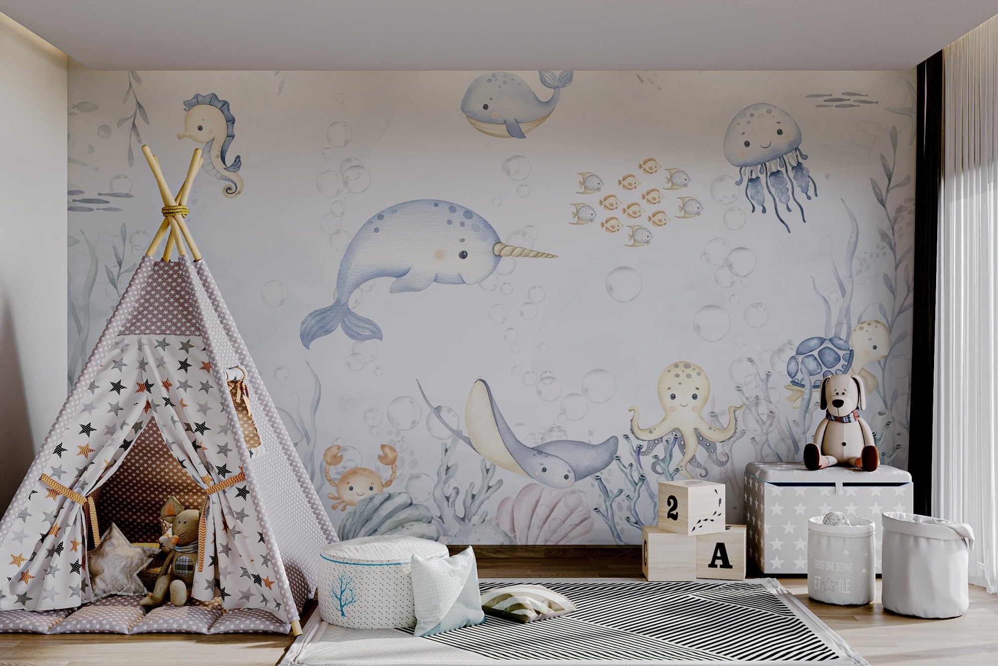 Aquatic fish wallpaper for walls, C34