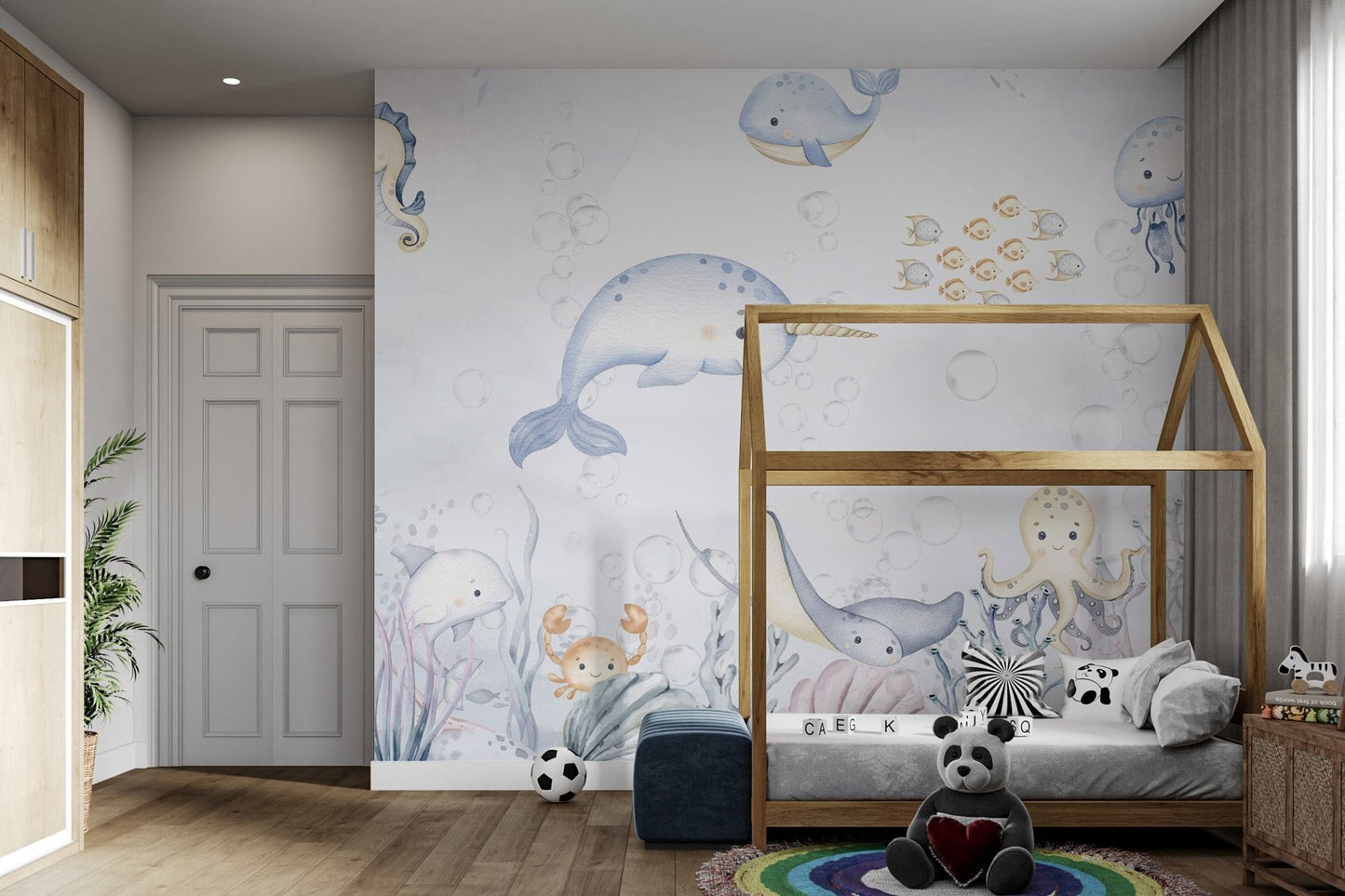 Vibrant ocean fish mural wallpaper
