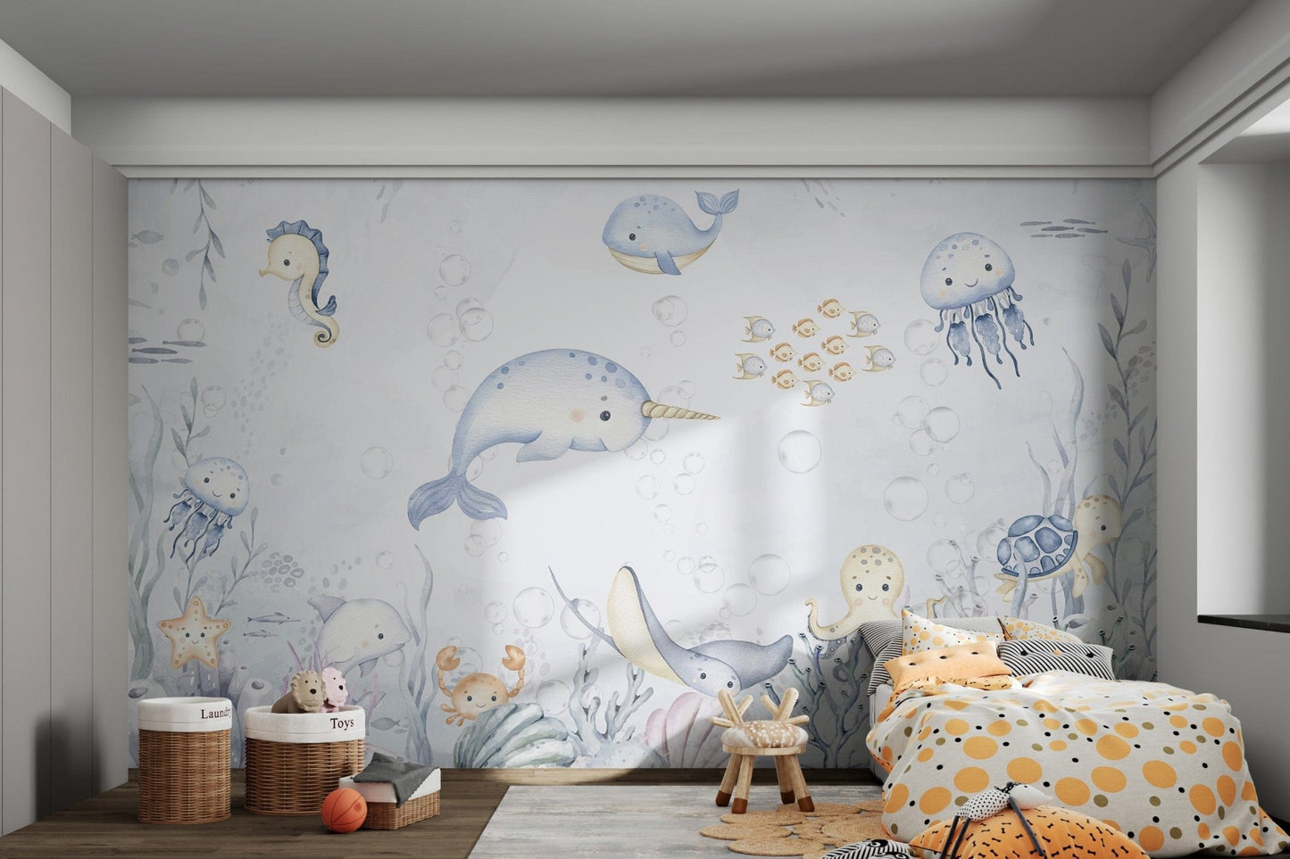 Undersea fish mural wall design

