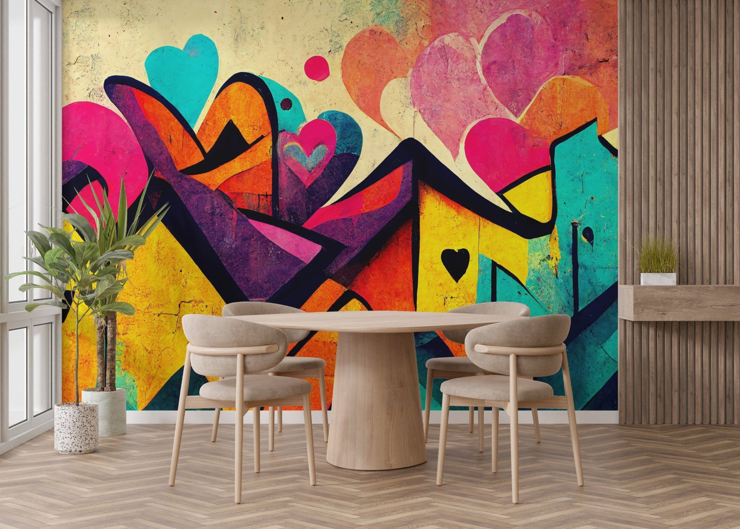 Vibrant Urban Love Graffiti Wall Mural - Giffywalls
