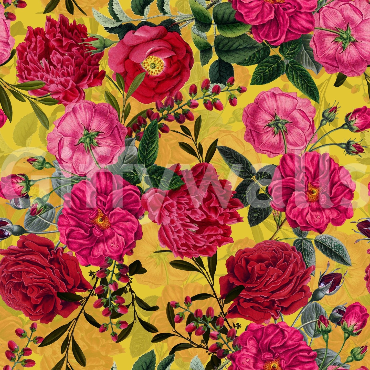 Vibrant Vintage Roses Wallpaper⁠