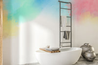 Artistic watercolor splash kids wallpaper for vibrant interiors.