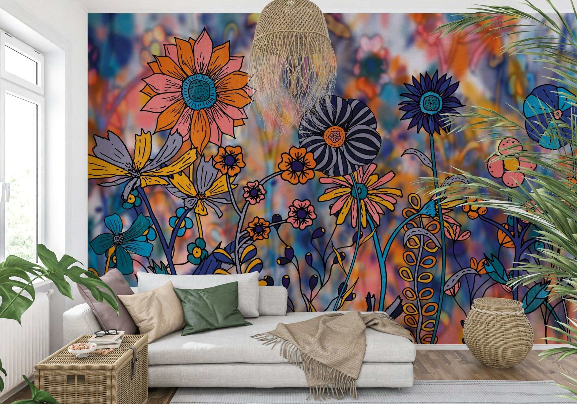 An artistic nature inspired mural for home decor.