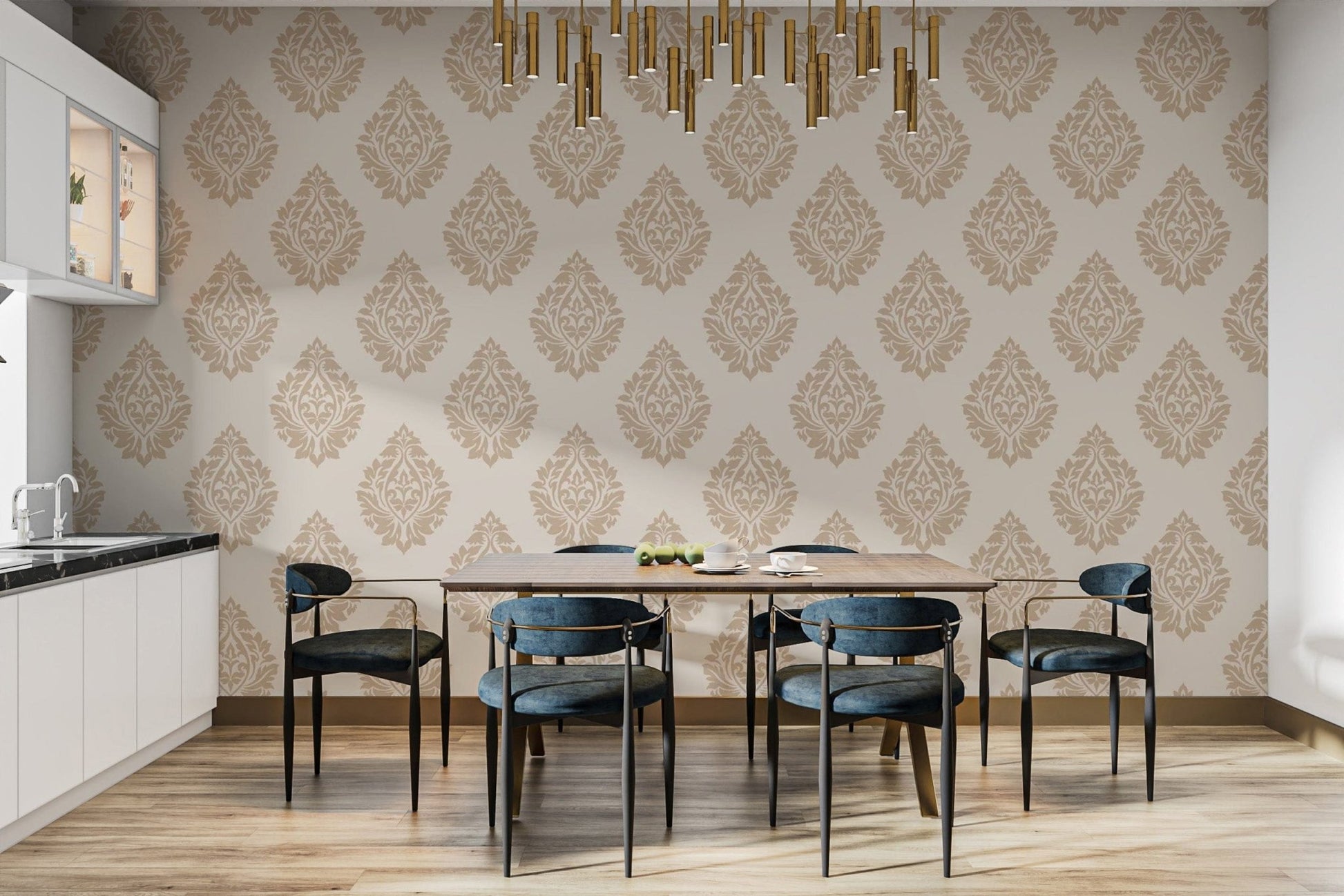 Classic beige damask repeat wallpaper in Victorian style. damask-20