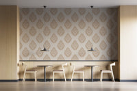 Elegant Victorian beige damask  wallpaper with intricate patterns. damask-20