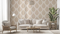 Sophisticated Victorian damask wallpaper in a soft beige tone. damask-20