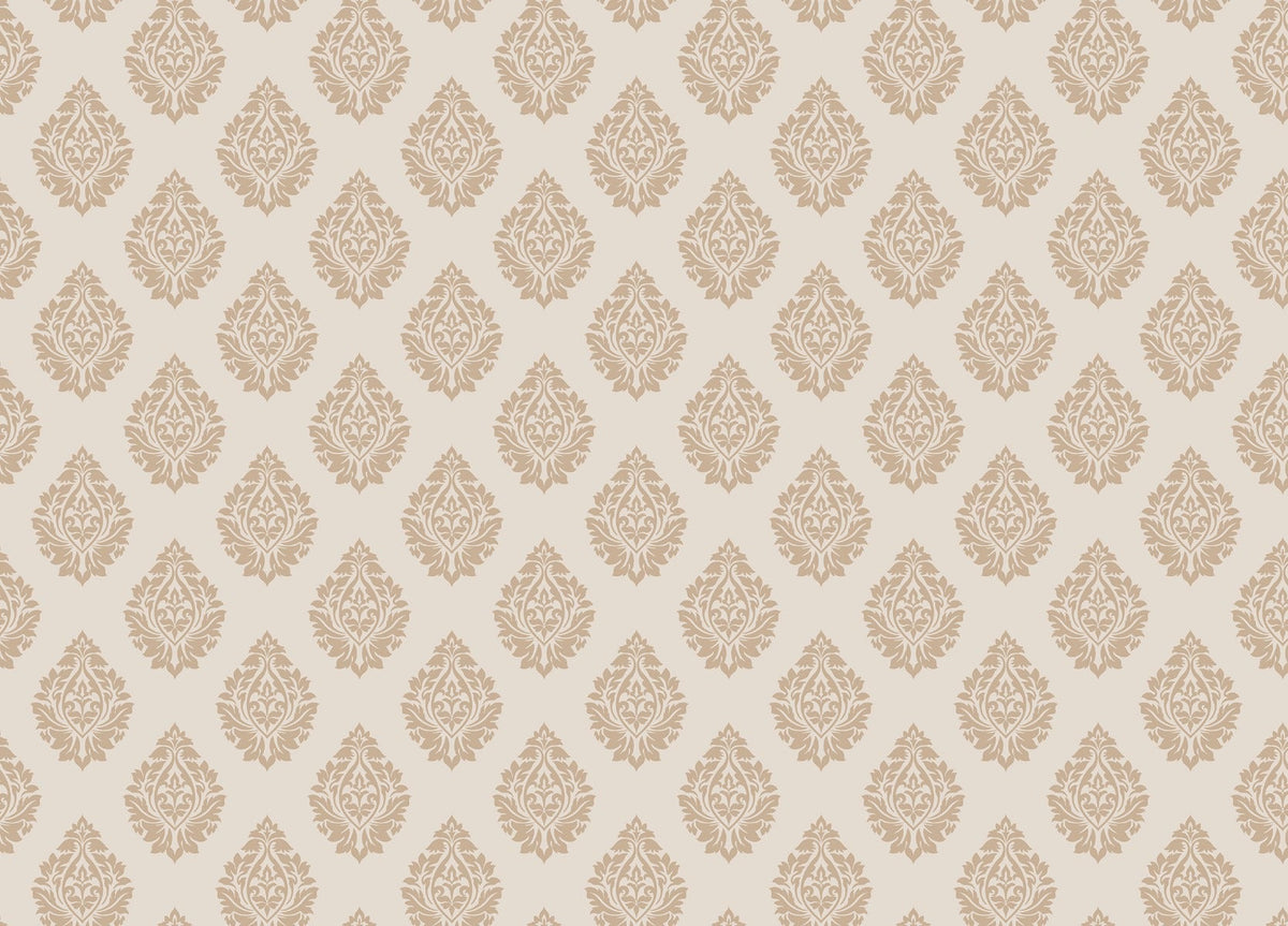 Victorian Beige Damask Repeat Pattern Wallpaper