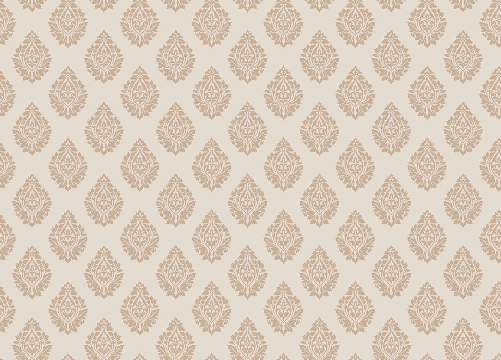 Victorian Beige Damask Repeat Pattern Wallpaper