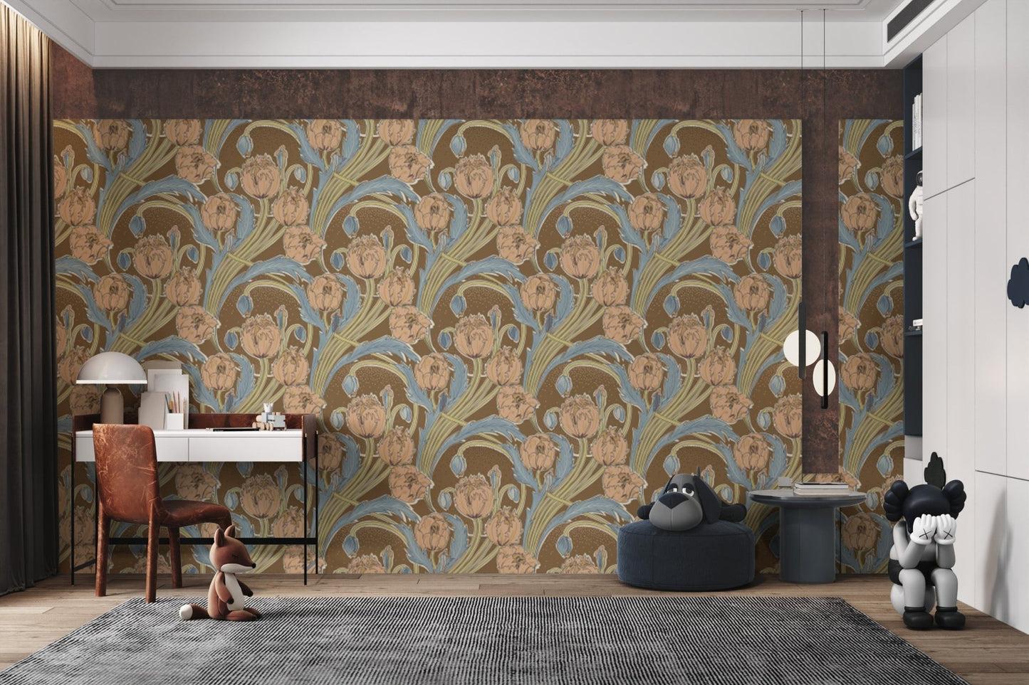 Sophisticated Victorian Cottage wallpaper with delicate blossoms.
