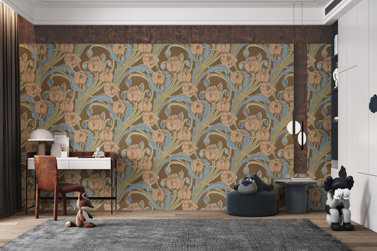 Sophisticated Victorian Cottage wallpaper with delicate blossoms.
