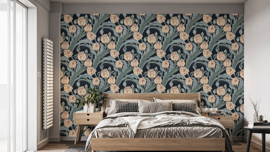 Romantic Moonlit Tulip wallpaper blending tulips and moonlight.
