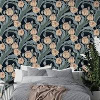 Elegant Moonlit Tulip wallpaper featuring glowing tulip designs.
