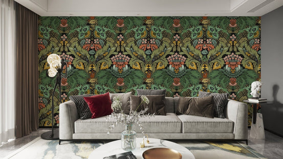Victorian Floral Elegance wallpaper with intricate floral patterns. AN137
