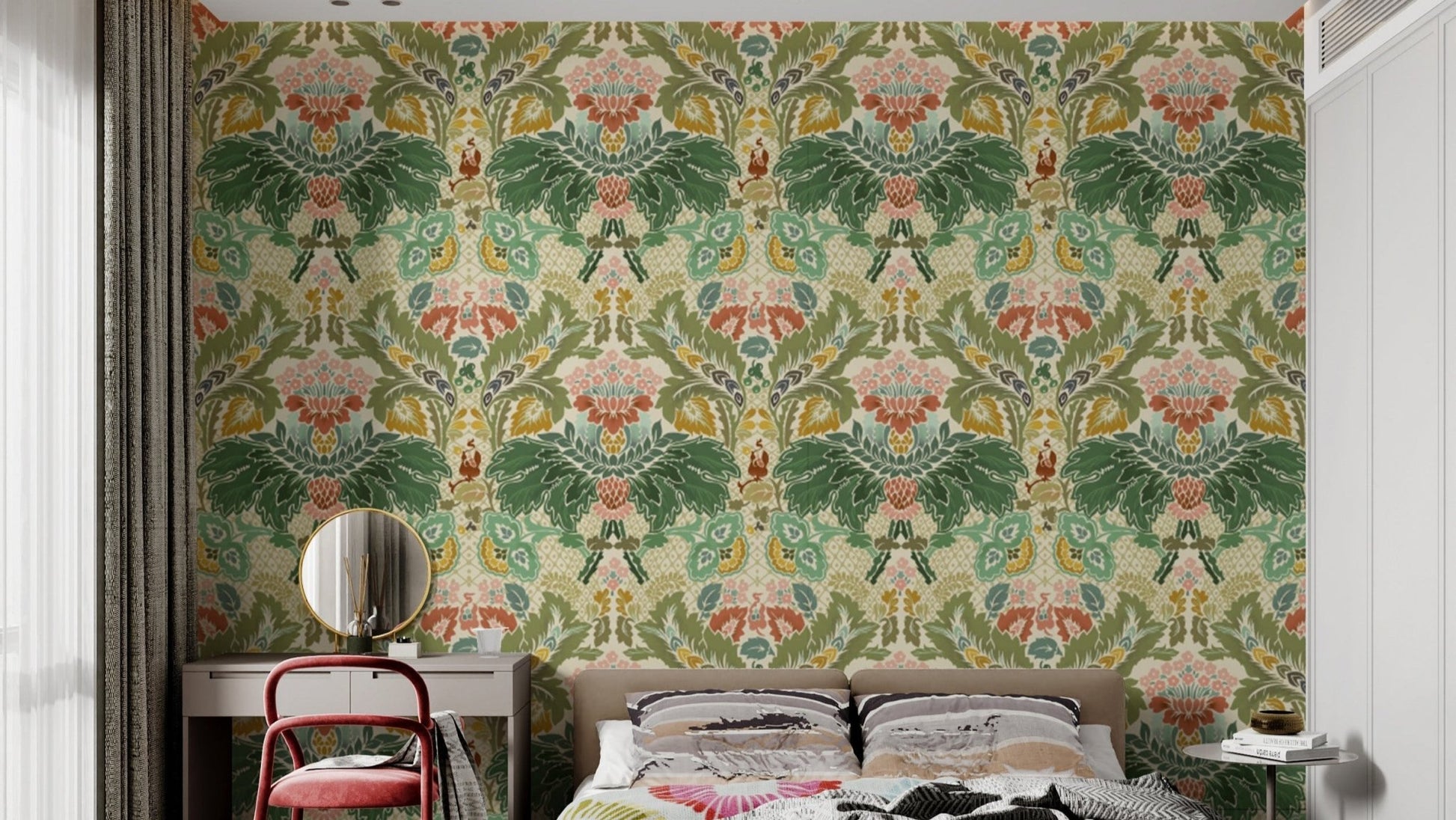 Victorian Ivory Bloom wallpaper blending grace and sophistication.
