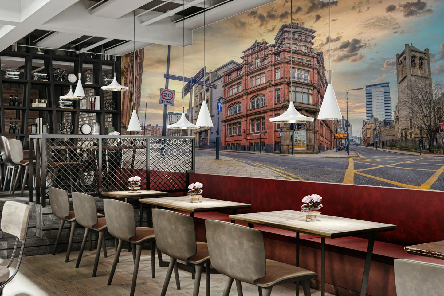 Romantic dusk street view wall mural

