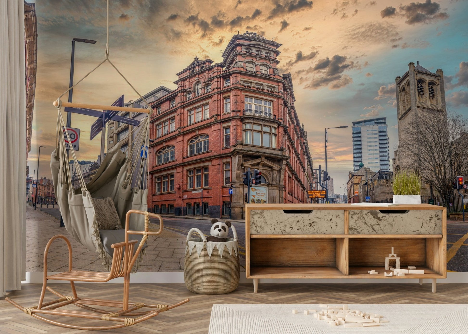 Evening Victorian street wallpaper

