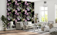 Elegant floral wallpaper with Vine Embrace flowers and dark contrast