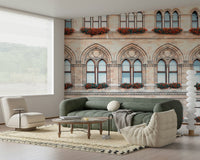 Vienna Facade Wall Mural creates a neat heritage backdrop for this relaxed lounge