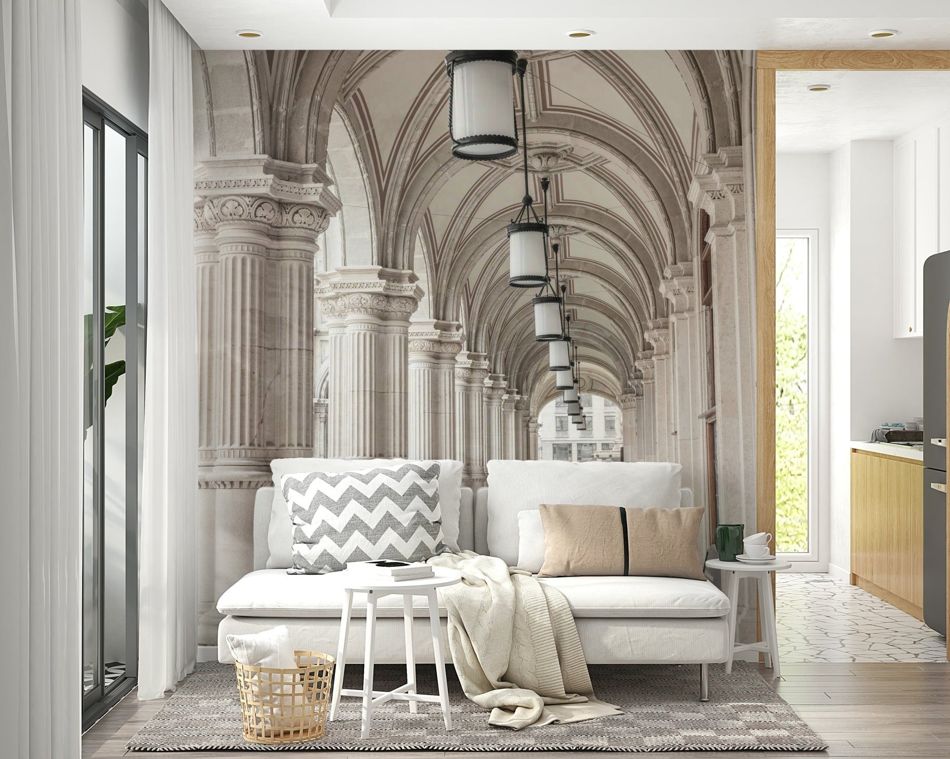 Classic European architecture mural design

