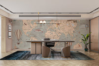 Vintage Aeronautical World Mural - Giffywalls