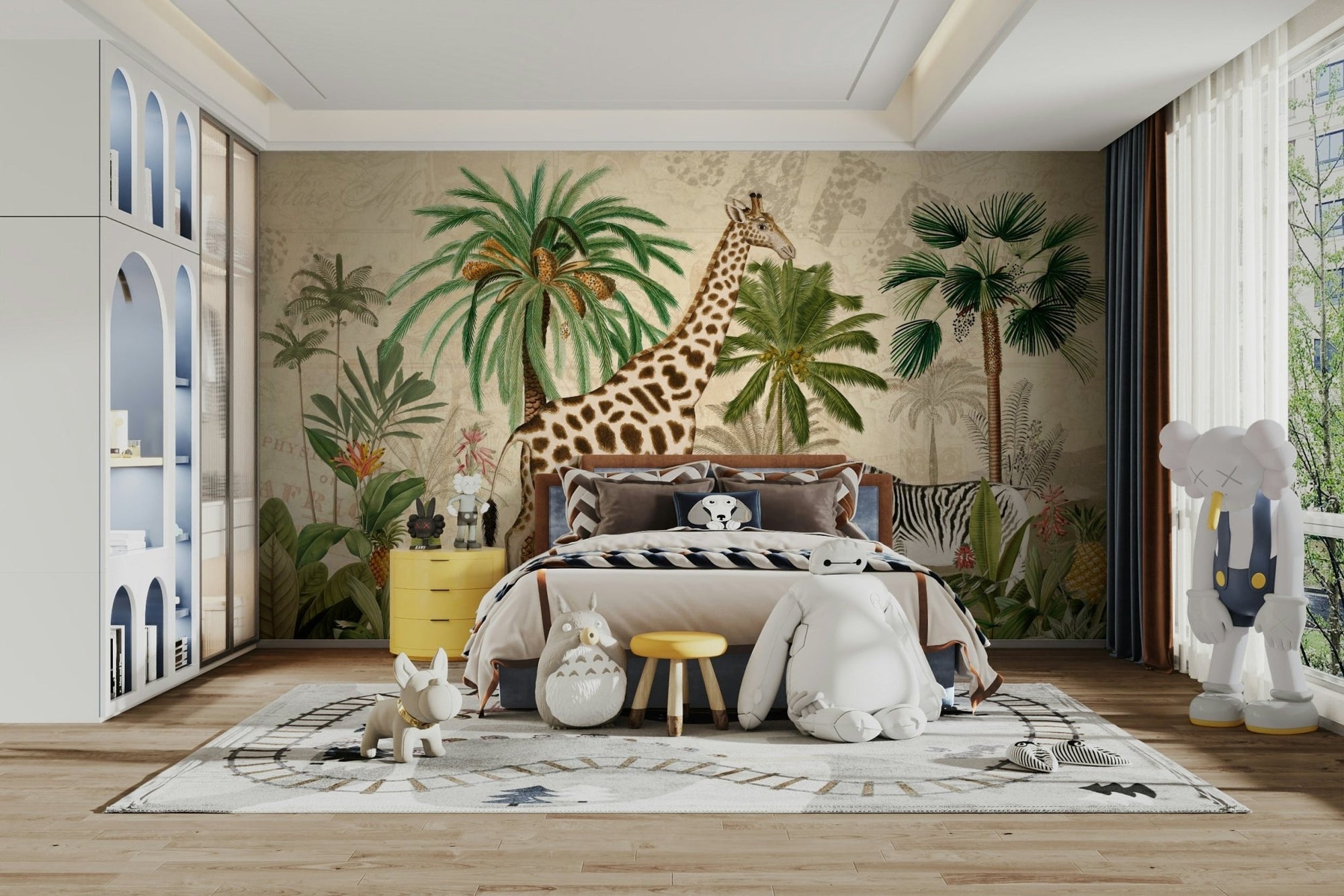 Vintage African Oasis Wall Mural in living room, GD1200