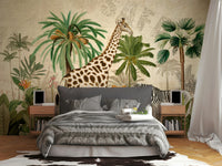 Wild animals in an African oasis scene mural art


