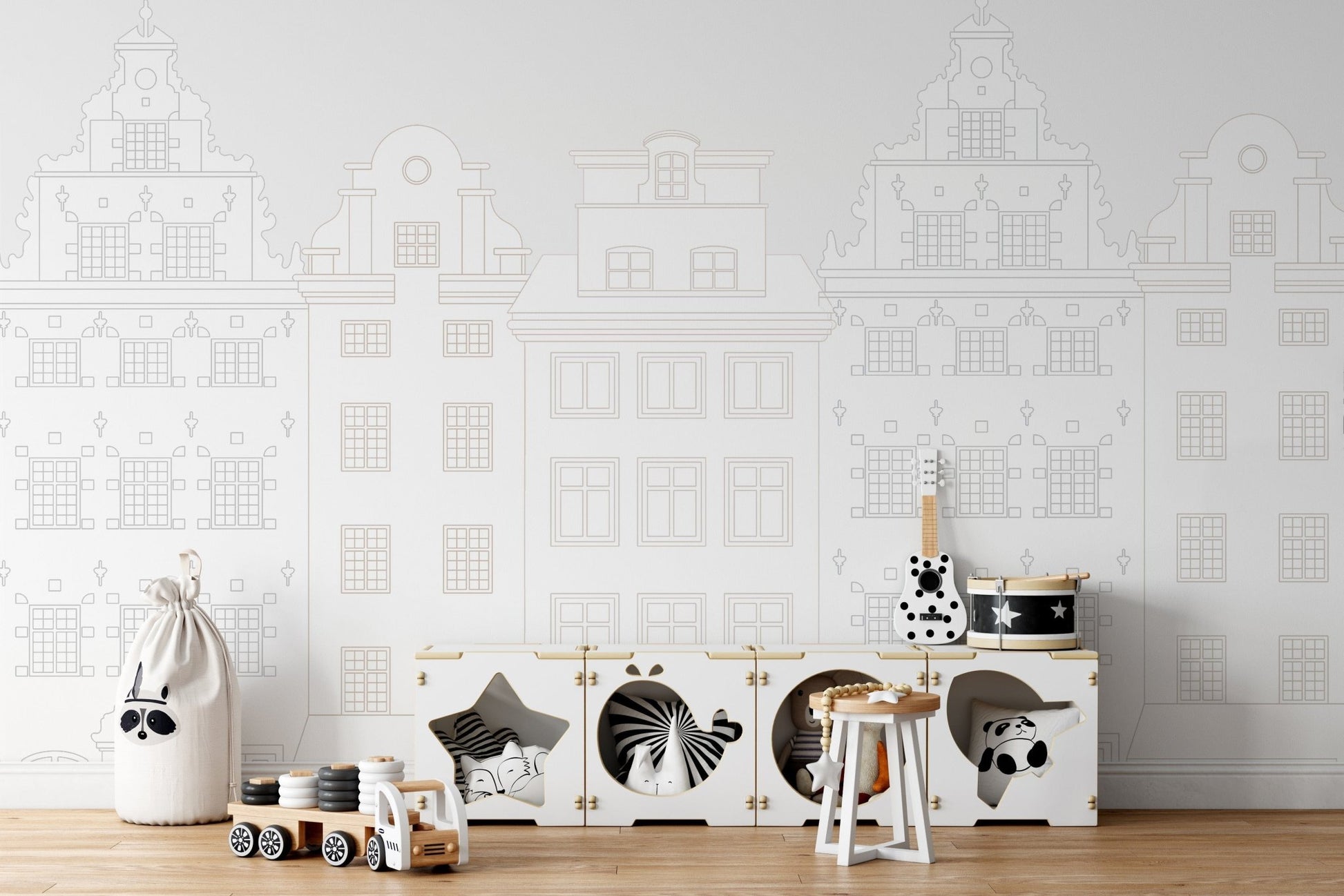 Retro Architectural Wall Design
