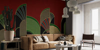 Vintage archway mural with rich colors, C73