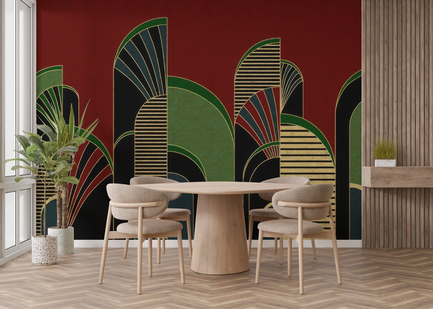 Elegant archway mural with geometric style, C73
