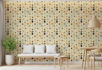 Dining area featuring Vintage Desert Night Wallpaper and moon symbols, GD8562