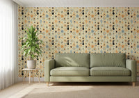 Black cat silhouettes on Atomic Desert Wallpaper with crescent moons, GD8562