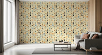 Stylized cactus pattern in Vintage Night Wallpaper with atomic shapes, GD8562