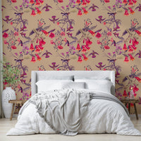 A beautiful modern art wall mural of vintage flowers.

