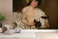 Old-World Bacchus Wine Print Wallpaper
