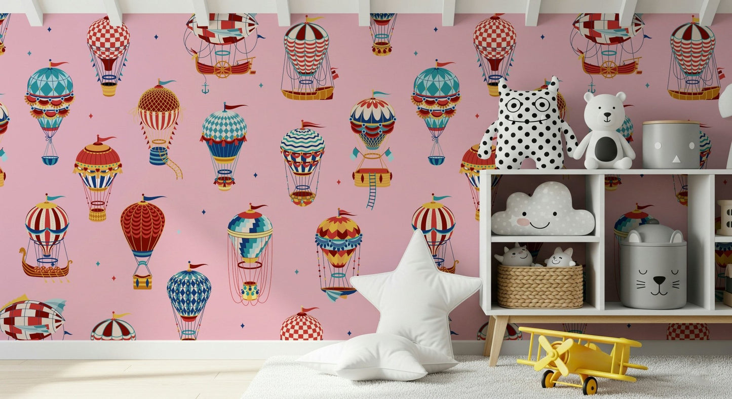 A beautiful modern art wall mural of delicate balloons.