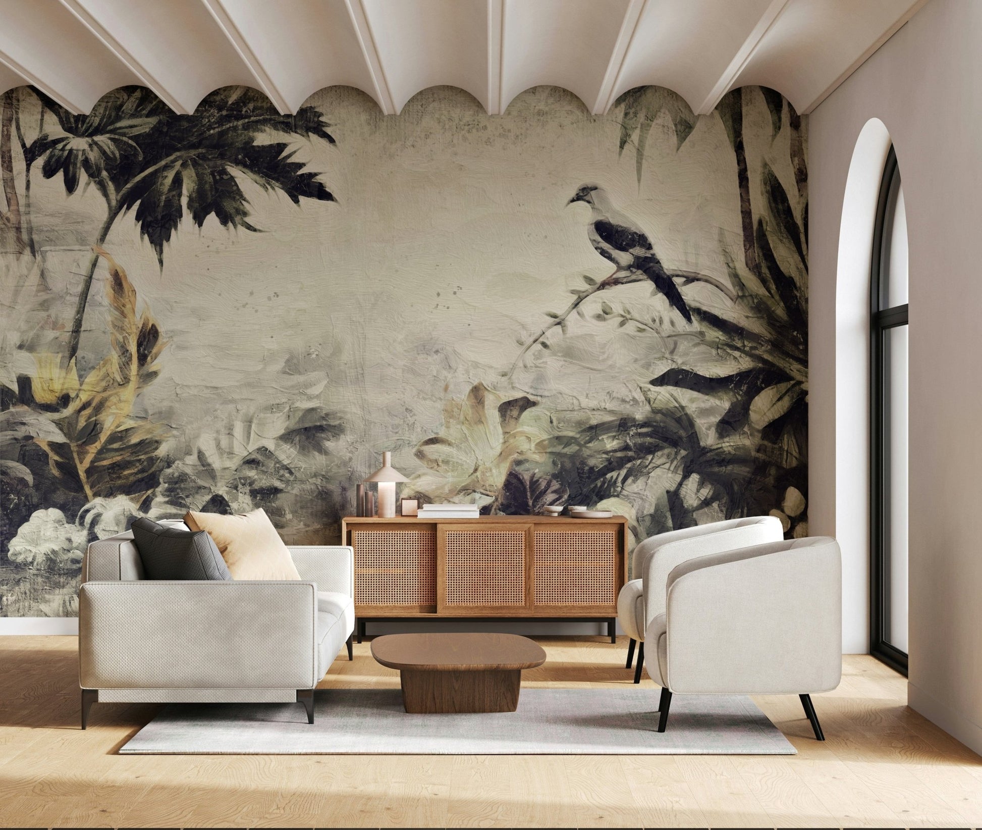An artistic nature inspired mural for home decor.