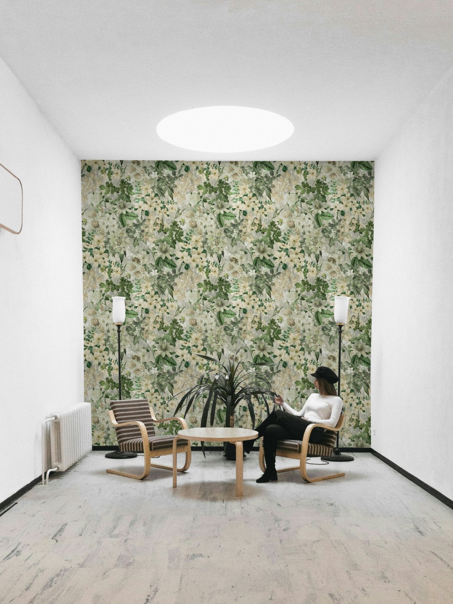 Vintage floral wall mural for home decor.
