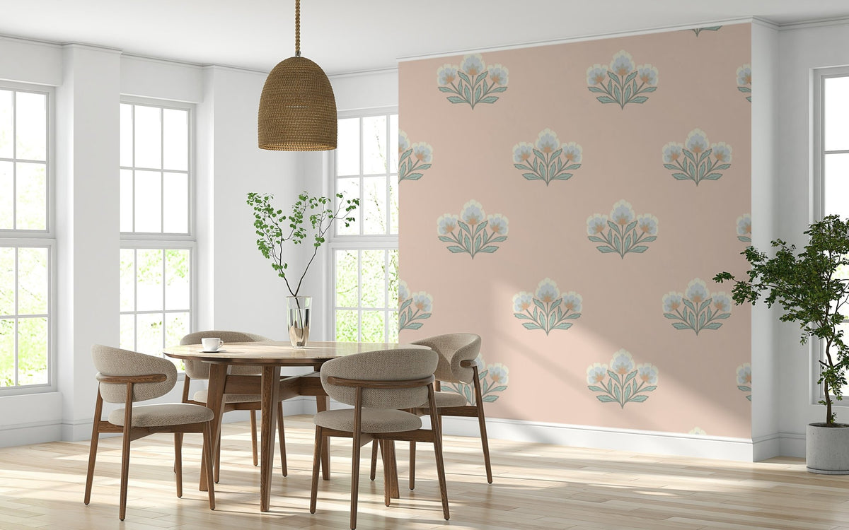 Vintage Bloom Repeat Wallpaper with painterly blossoms and curling stems, GD6839