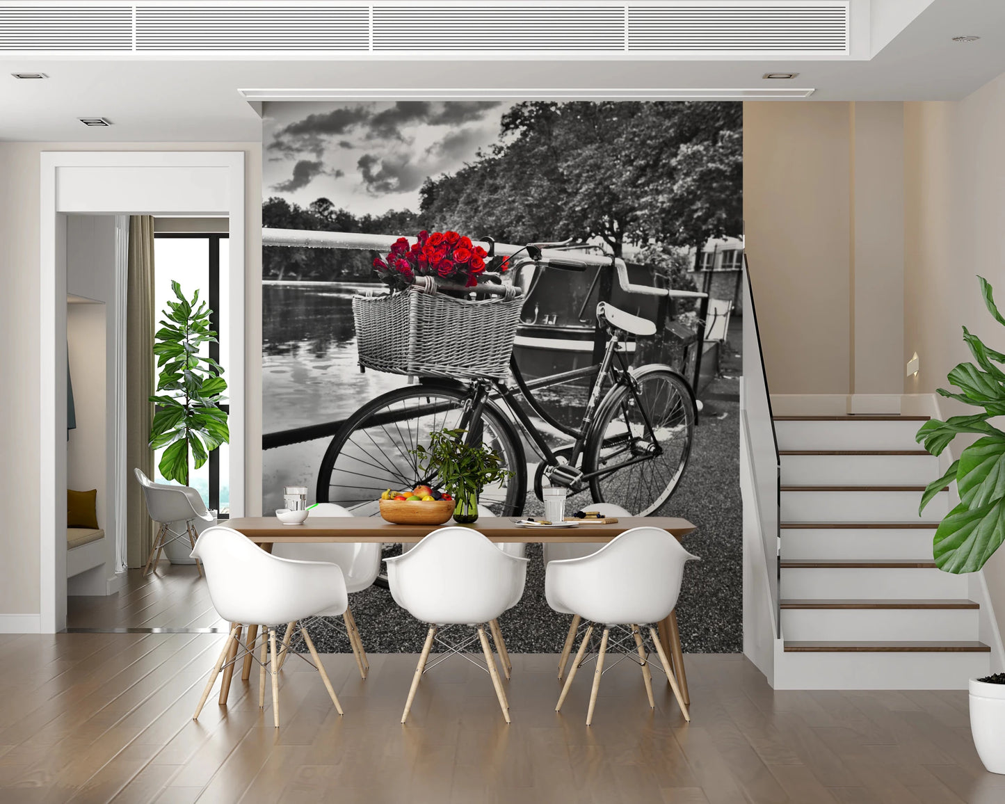 Classic cycle and bouquet art wall mural