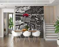 Classic cycle and bouquet art wall mural