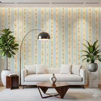 Vintage Bloom Stripes Wallpaper in a light airy study or home office.