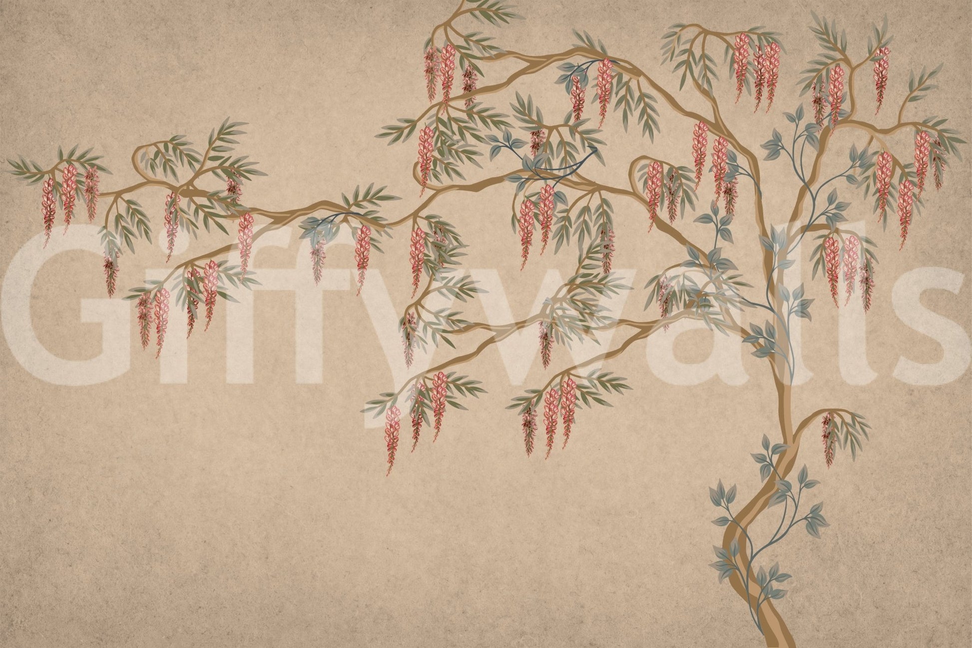 The style is a soft-focus illustration or a painterly design.

