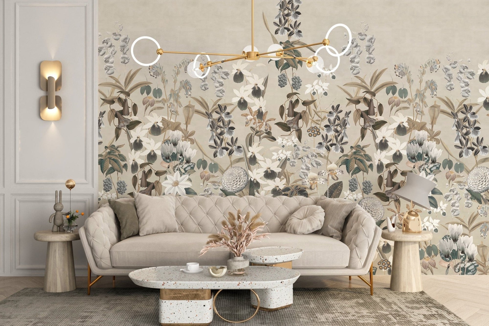 Vintage floral bloom wallpaper design, C111