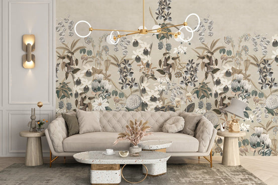 Vintage floral bloom wallpaper design, C111