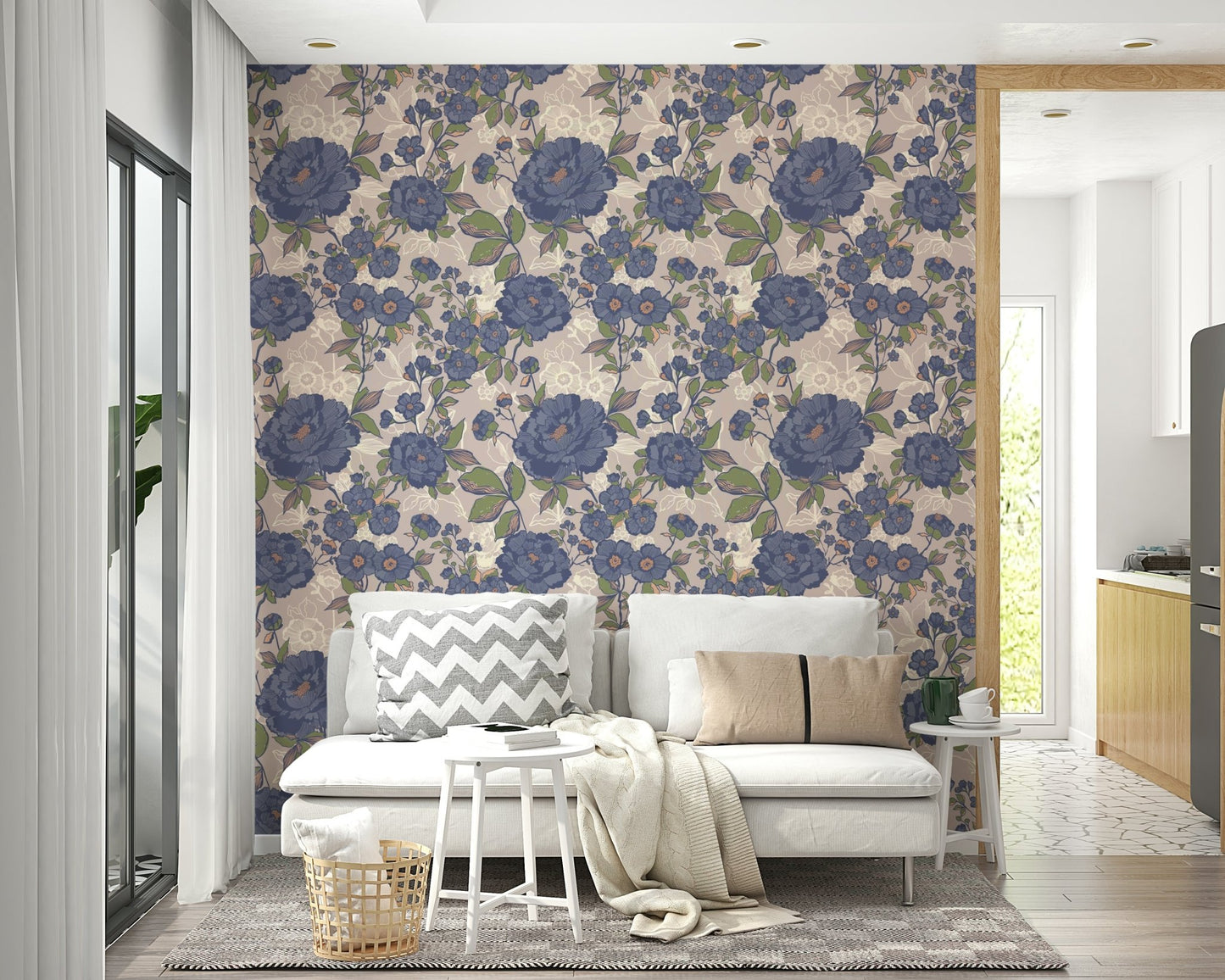 Seamless pattern of stylized flowers in a vintage style.


