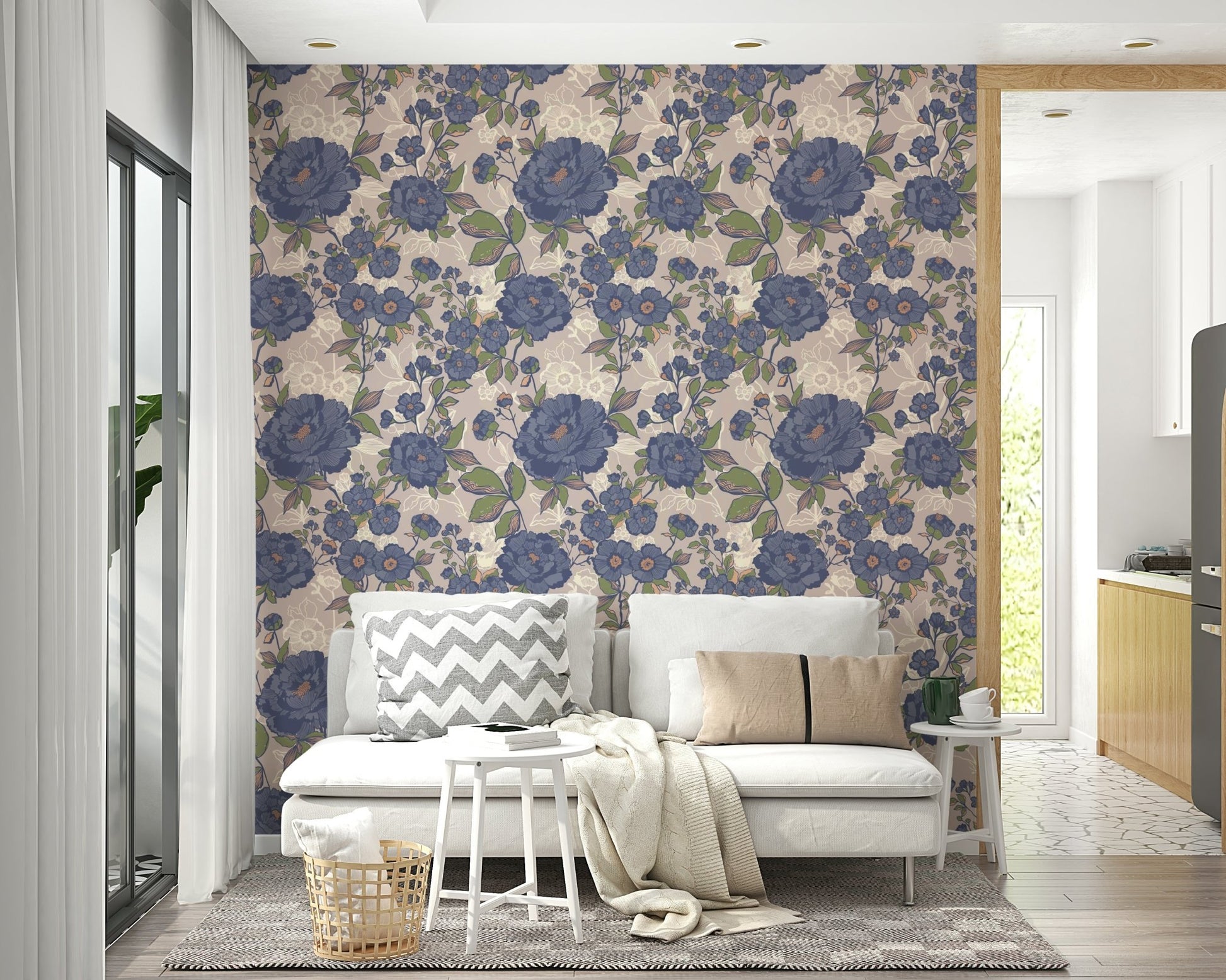 Seamless pattern of stylized flowers in a vintage style.

