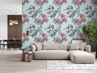 Hallway featuring Vintage Blooming Serenity wallpaper with airy botanical detailing
