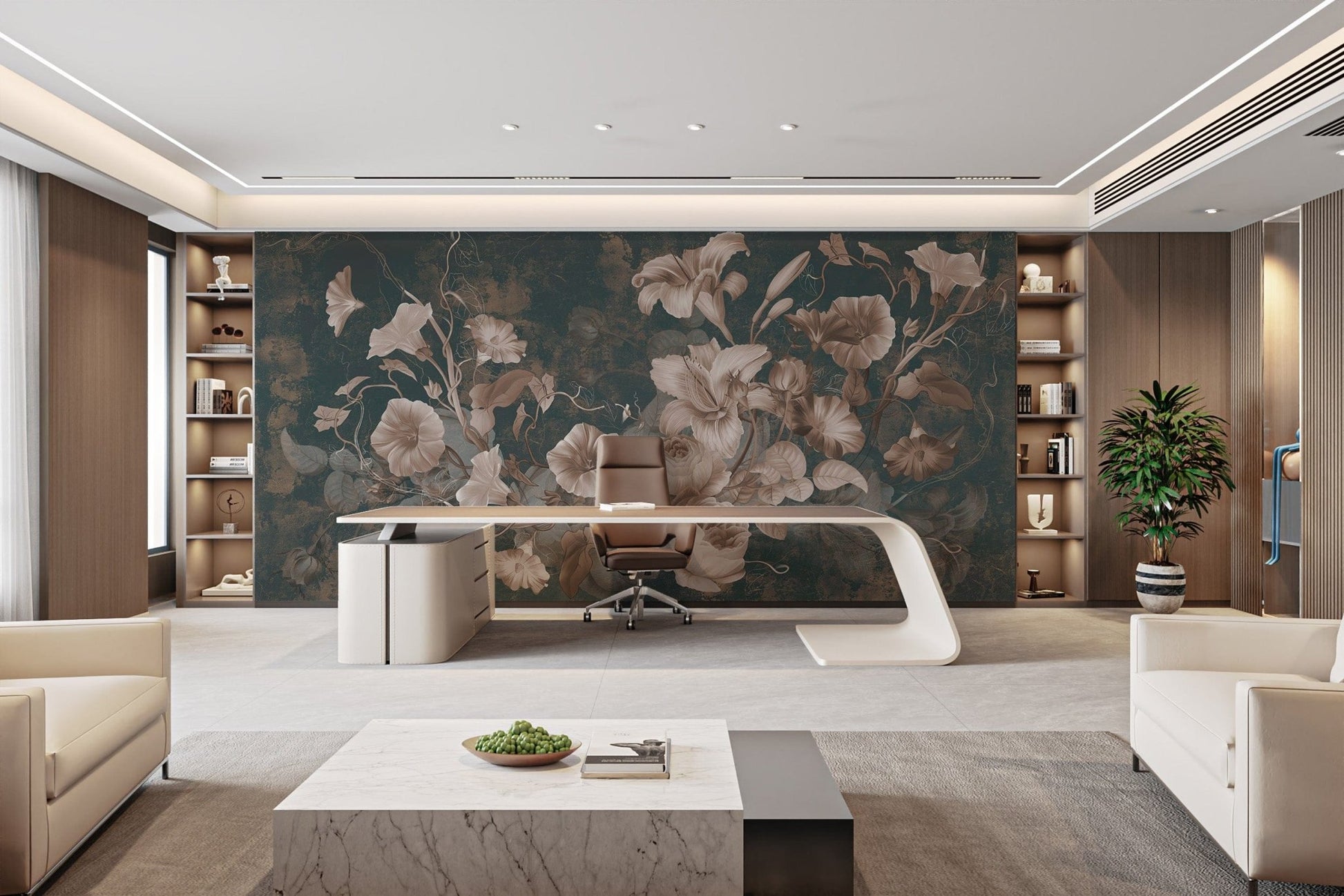 Elegant vintage blooming vines wallpaper
