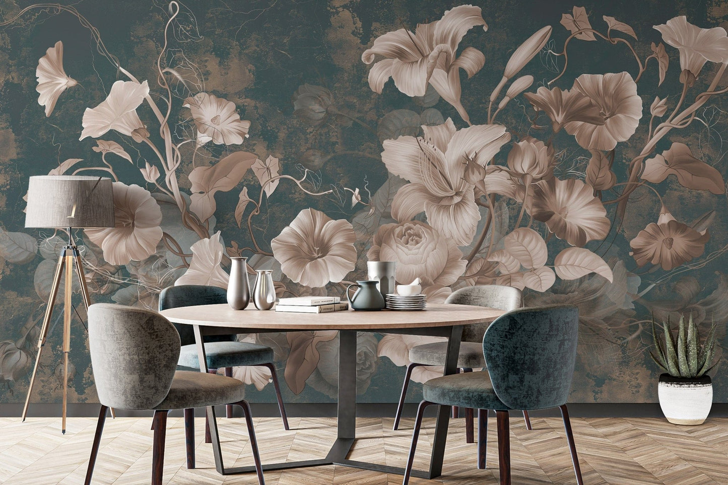 Rustic blooming vines floral wall décor
